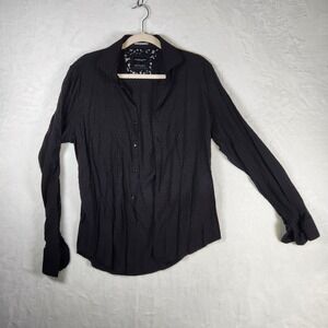 Men's Black Patterned Button Down Shirt Long‎ Sleeve Casual